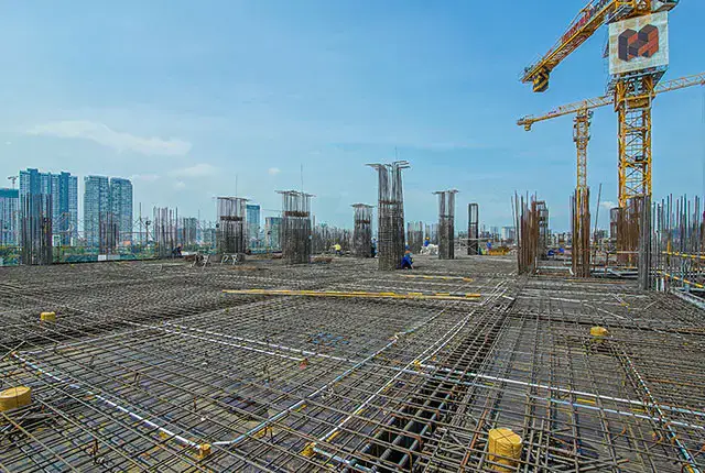 Thi công cốt thép sàn tầng 4 block Mecury và block Uranus