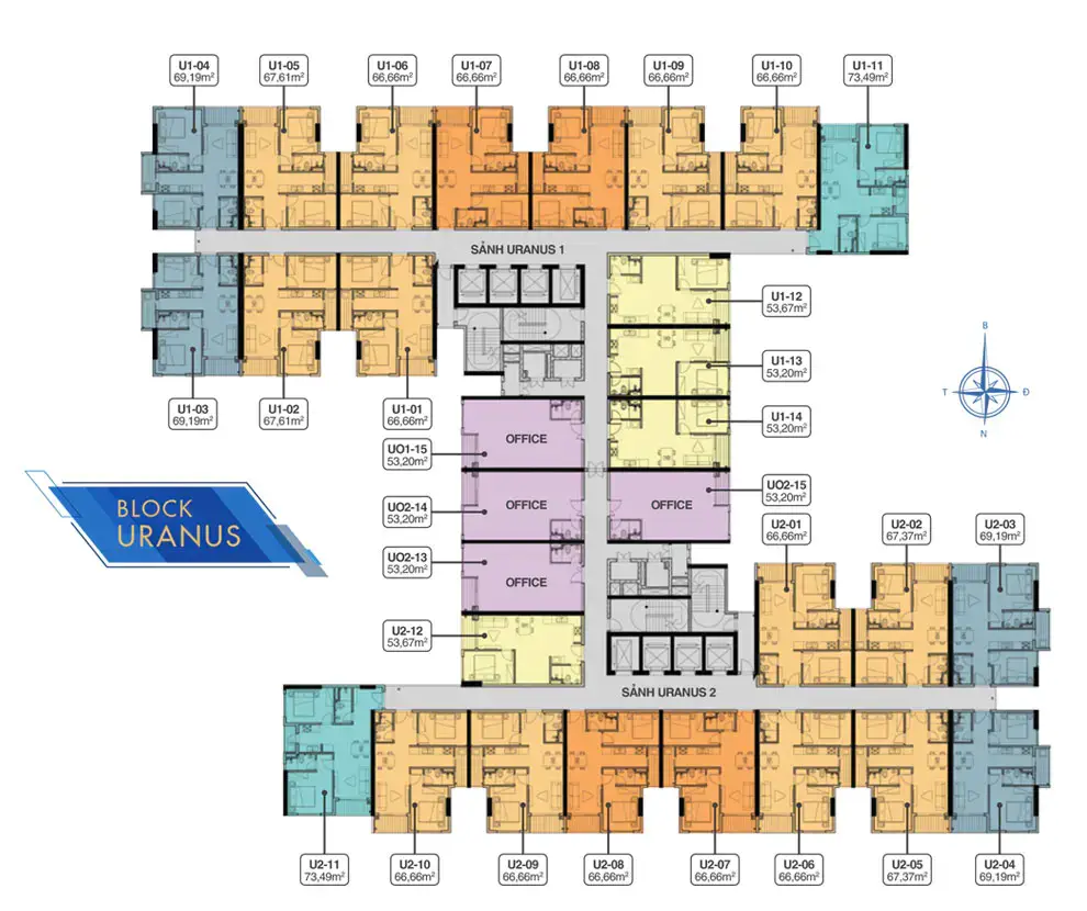 Mặt bằng tầng 5 Block U