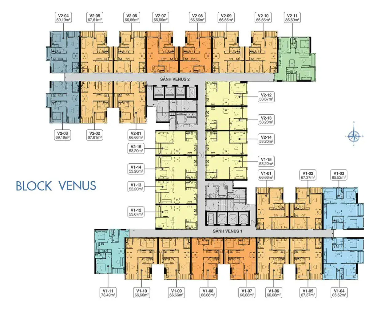 Mặt Bằng Căn Hộ Điển hình Block V